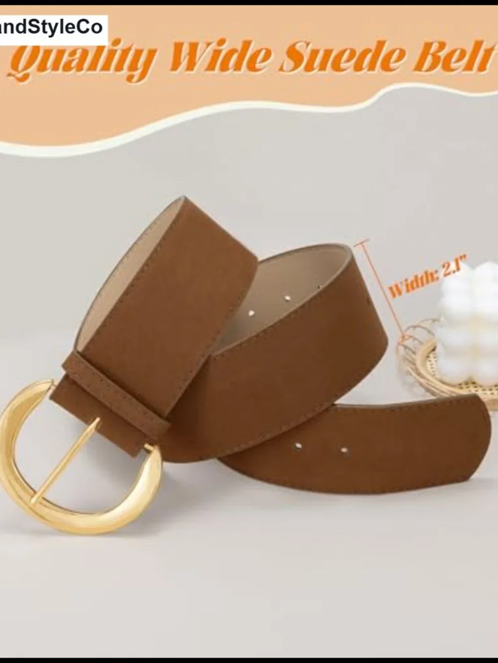 Wide Suede Belt Chunky Waistband Women Gold Buckle